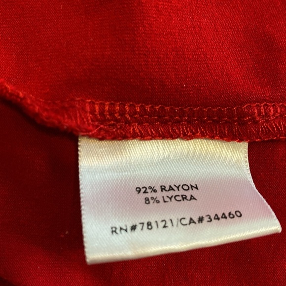 Eileen Fisher Red Rayon Scoop Neck, Long Sleeve T Shirt Top, Size Large. - Picture 6 of 7